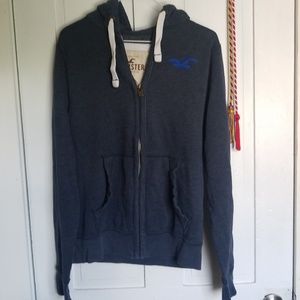 hollister dark blue zipup sweater